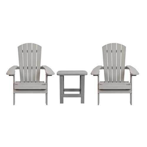 Rent to own Alamont Home - Charlestown Set of 2 Indoor/Outdoor Folding Adirondack Chairs with Side Table - Gray