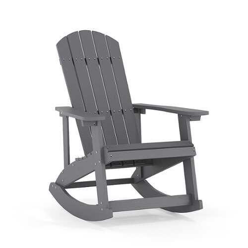 Rent to own Alamont Home - Savannah Adirondack Style Poly Resin Wood Rocking Chair for Indoor/Outdoor Use - Black - Light Gray