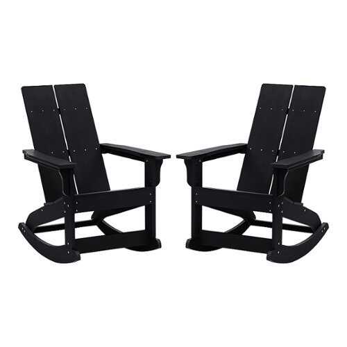 Rent to own Alamont Home - Finn Indoor/Outdoor modern 2-Slat Adirondack Poly Resin Rockers in - Set of 2 - Black