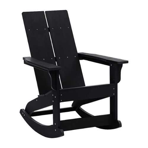 Rent to own Alamont Home - Finn Modern 2-Slat Adirondack Poly Resin Rocking Chair for Indoor/Outdoor Use - Black