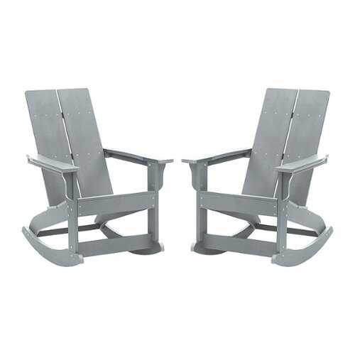 Rent to own Alamont Home - Finn Indoor/Outdoor modern 2-Slat Adirondack Poly Resin Rockers in - Set of 2 - Gray