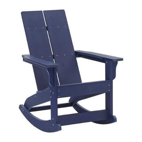 Rent to own Alamont Home - Finn Modern 2-Slat Adirondack Poly Resin Rocking Chair for Indoor/Outdoor Use - Navy