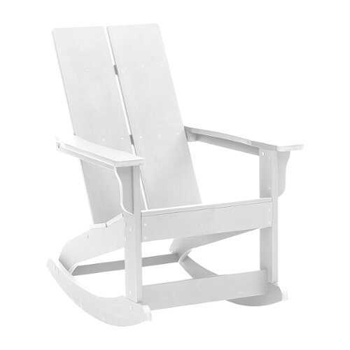Rent to own Alamont Home - Finn Modern 2-Slat Adirondack Poly Resin Rocking Chair for Indoor/Outdoor Use - White
