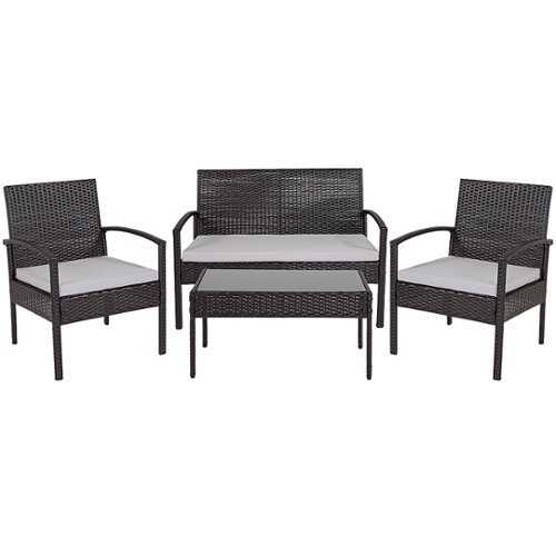 Rent to own Alamont Home - Bandera Outdoor Rectangle Contemporary Metal 4 Piece Patio Set - Black