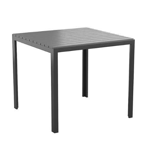 Rent to own Alamont Home - Harris Indoor/Outdoor Commercial Steel Patio Table with Poly Resin Slatted Top - Black