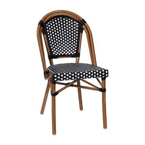 Rent to own Alamont Home - Bordeaux All-Weather Commercial Paris Chair with Bamboo Print Aluminum Frame - Black & White/Natural Frame