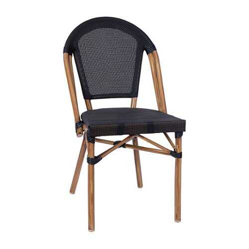Rent to own Alamont Home - Marseille All-Weather Commercial Paris Chair with Natural Aluminum Frame - Black/Natural Frame