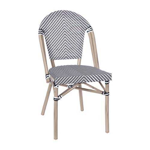 Rent to own Alamont Home - Marseille All-Weather Commercial Paris Chair with Light Natural Aluminum Frame - Black & White/Light Natural Frame
