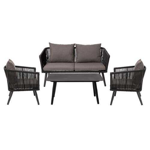 Rent to own Alamont Home - Kierra Outdoor Rectangle Modern Aluminum 4 Piece Patio Set - Black/Gray
