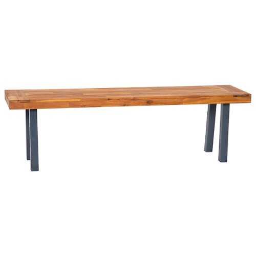 Rent to own Alamont Home - Martindale Indoor/Outdoor Solid Acacia Wood Slat Top Bench with Wood Legs - Natural