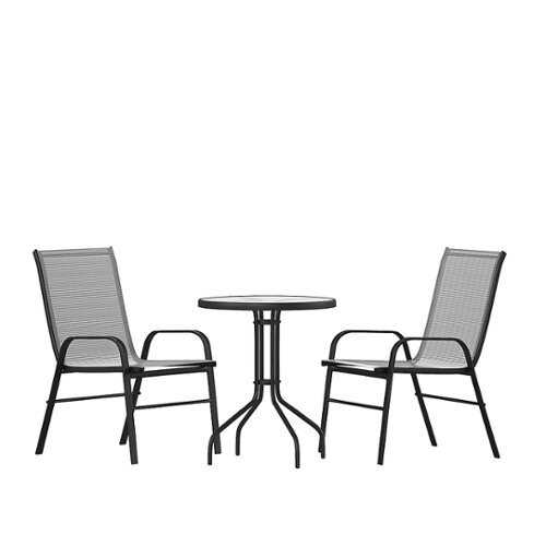 Rent to own Alamont Home - Brazos Outdoor Round Contemporary  3 Piece Patio Set - Gray