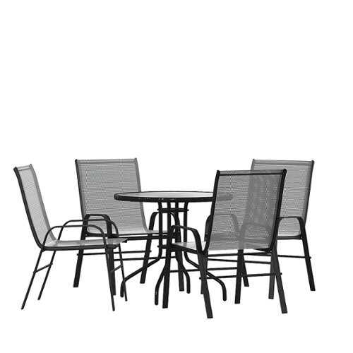 Rent to own Alamont Home - Brazos Outdoor Round Contemporary  5 Piece Patio Set - Gray