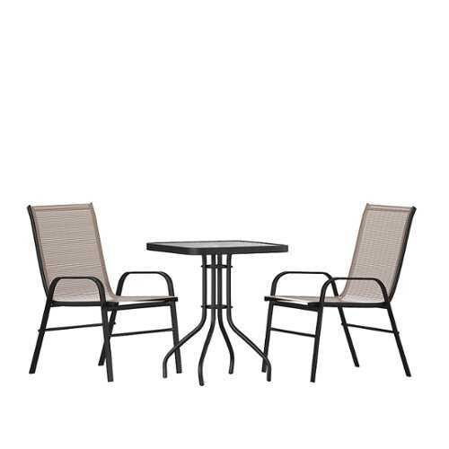 Rent to own Alamont Home - Brazos Outdoor Square Contemporary  3 Piece Patio Set - Brown