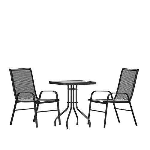 Rent to own Alamont Home - Brazos Outdoor Square Contemporary  3 Piece Patio Set - Black