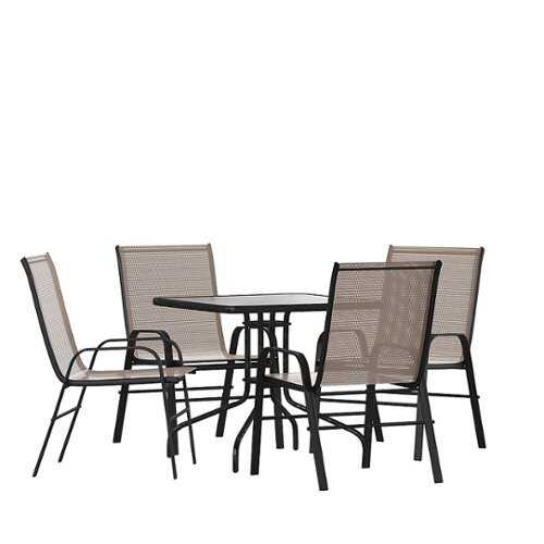 Rent to own Alamont Home - Brazos Outdoor Square Contemporary  5 Piece Patio Set - Brown