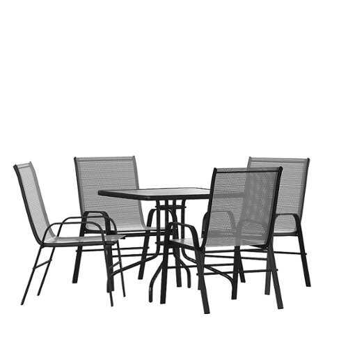 Rent to own Alamont Home - Brazos Outdoor Square Contemporary  5 Piece Patio Set - Gray