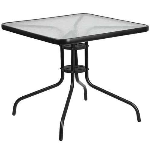 Rent to own Alamont Home - Barker Square Contemporary Patio Table - Clear/Black