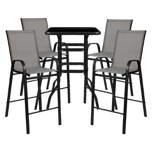 Rent to own Alamont Home - Brazos Outdoor Square Modern Steel 5 Piece Patio Set - Gray