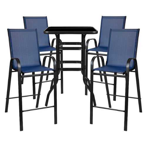 Rent to own Alamont Home - Brazos Outdoor Square Modern Steel 5 Piece Patio Set - Navy