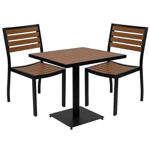 Rent to own Alamont Home - Lark Outdoor Square Modern Metal 3 Piece Patio Set - Teak