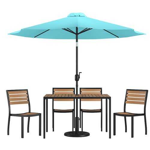 Rent to own Alamont Home - Lark Outdoor Rectangle Modern  7 Piece Patio Set - Teal
