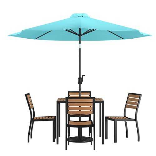 Rent to own Alamont Home - Lark Outdoor Square Modern  7 Piece Patio Set - Teal