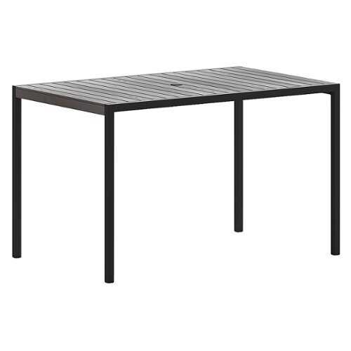Rent to own Alamont Home - Lark Steel All-Weather Patio Dining Table with Faux Teak Slat Top-Seats 4 - Gray Wash Teak