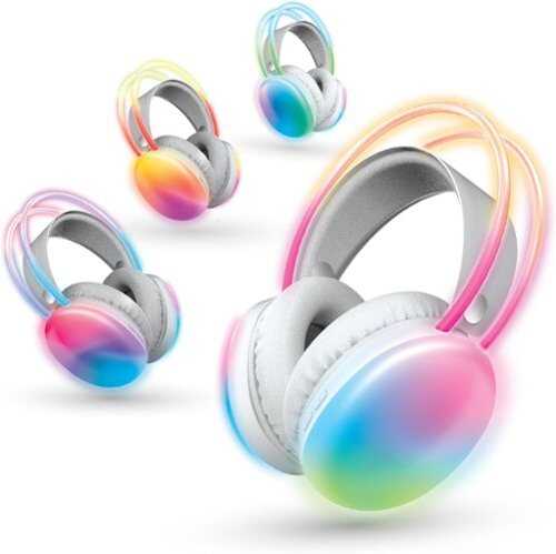 Rent to own Brookstone Wireless Silent Disco Headphones, Multicolor LED Lights, Bluetooth 5.0, Up to 10 Hours of Playtime, 4 Pack - Multi