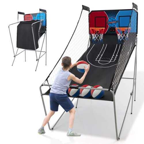 Rent to own Costway - Dual Shot Basketball Arcade Game with 8 Game Modes Arcade Sound Electronic Scoring - Red