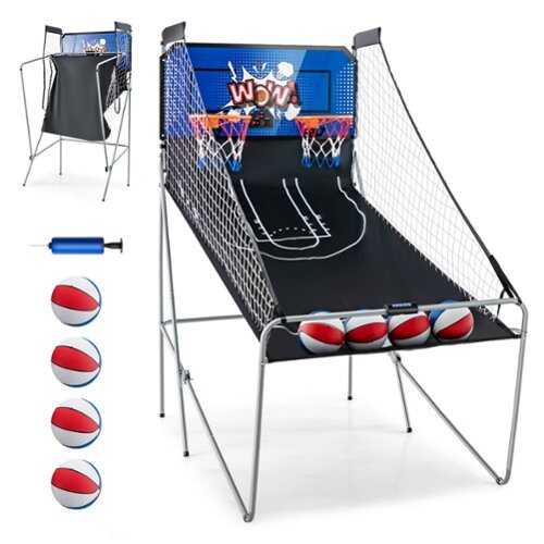 Rent to own Costway - Dual Shot Basketball Arcade Game with 8 Game Modes Electronic Scoring - Blue