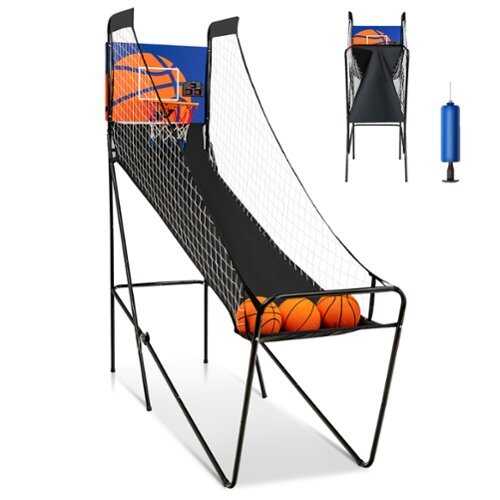 Rent to own Costway - Foldable Single Shot Basketball Arcade Game W/Electronic Scorer 3 Basketballs - Black