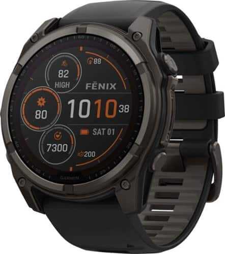 Rent to own Garmin - fēnix 8 Solar Sapphire GPS Smartwatch 51mm Fiber-reinforced polymer - Carbon Gray DLC Titanium