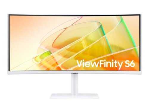 Rent to own Samsung ViewFinity 34" S6 (S65TC) UWQHD LED-LCD Curved Monitor (HDMI, DisplayPort, USB) - White