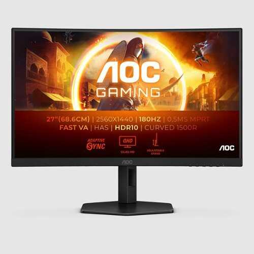 Rent to own AOC - 27" Fast VA WLED Curved QHD 180Hz 0.5ms Gaming Monitor (HDMI, DisplayPort) - Black Matte