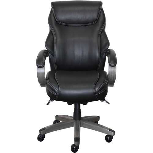 Rent to own La-Z-Boy - Hyland Bonded Leather & Memory Foam Executive Chair - Gray/Black