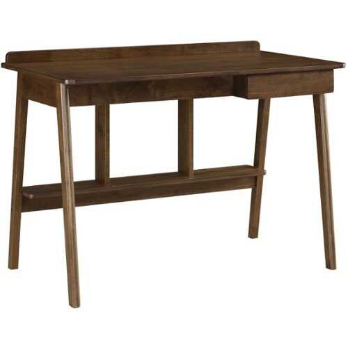 Rent to own Finch - Darren Mid-Century Modern Wood 1-Drawer Writing Desk - Warm Dark Brown