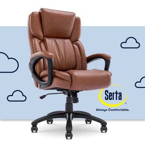 Rent to own Serta - Garret Bonded Leather Executive Office Chair with Premium Cushioning - Cognac