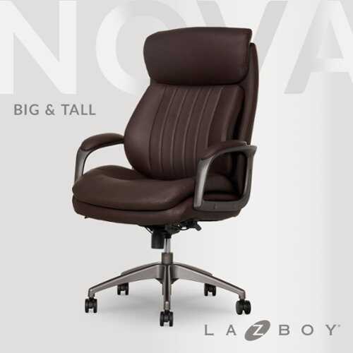 Rent to own La-Z-Boy - Nova Executive Vegan Leather Office Chair with Air Lumbar Technology - Brown