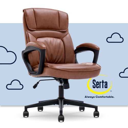 Rent to own Serta - Hannah Upholstered Executive Office Chair with Pillowed Headrest - Smooth Bonded Leather - Cognac