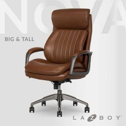 Rent to own La-Z-Boy - Nova Executive Vegan Leather Office Chair with Air Lumbar Technology - Cognac