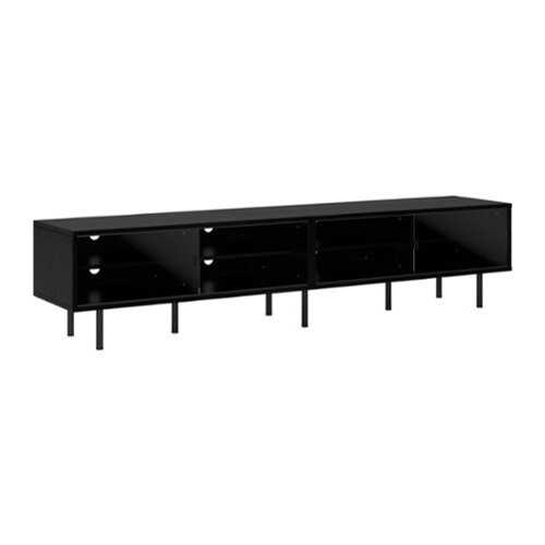 Rent to own CorLiving - Modular TV Stand with Glass Sliding Doors for Most TVs up to 110" - Black Ravenwood