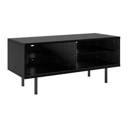 Rent to own CorLiving - Modular TV Stand with Glass Sliding Door for Most TVs up to 55" - Black Ravenwood