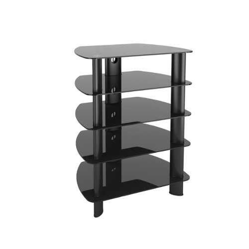 Rent to own CorLiving - Smoked Glass Component Stand - Black