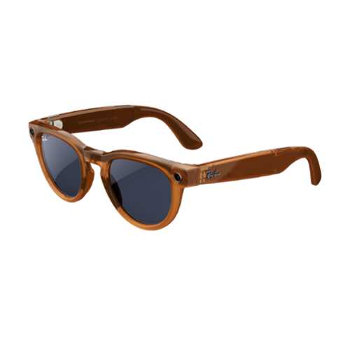 Rent to own Ray-Ban Meta - Meta Headliner Smart Glasses with Meta Ai, Audio, Photo, Video Compatibility - Clear to Blue Transition Lenses - Shiny Caramel