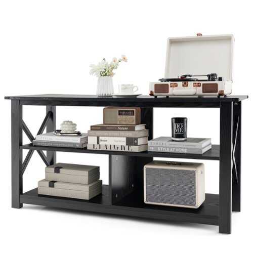 Rent to own Costway - Modern Entertainment Center Farmhouse TV Stand for TV's up to 55''w/ Open Shelves Black - Black