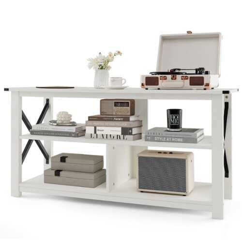 Rent to own Costway - Modern Entertainment Center Farmhouse TV Stand for TV's up to 55''w/ Open Shelves White - White