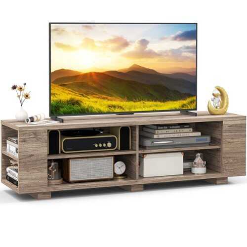 Rent to own Costway - 59" Wood TV Stand Console Storage Entertainment Media Center with Shelf Grey - Gray