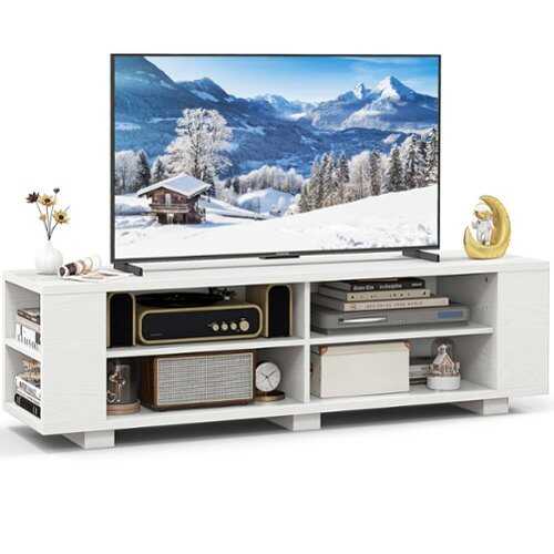 Rent to own Costway - 59" Wood TV Stand Console Storage Entertainment Media Center with Shelf White White - White