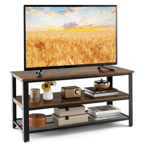 Rent to own Costway - Industrial TV Stand Media Center for TVs up to 50 inch - Rustic Brown/Black