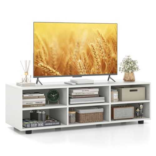 Rent to own Costway - TV Stand TV Console Cabinet 6-Cubby Media Console Entertainment Center with Adjustable Shelves - White